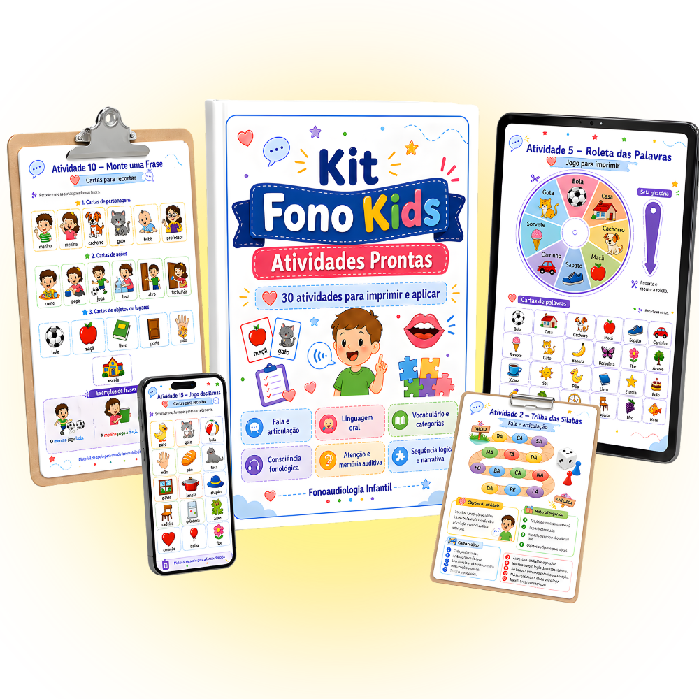 Mockup do Kit Fono Kids